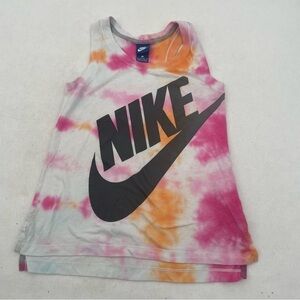 NIKE Women’s Pink/Orange Tie Dye Sleeveless Logo Shirt Tank Top size: XS